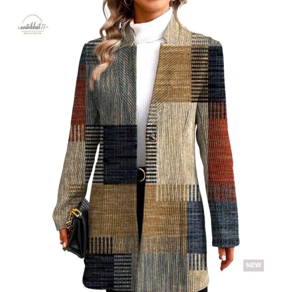 Long Sleeve Blazer Jacket Loose Fit Office Work Casual Outerwear